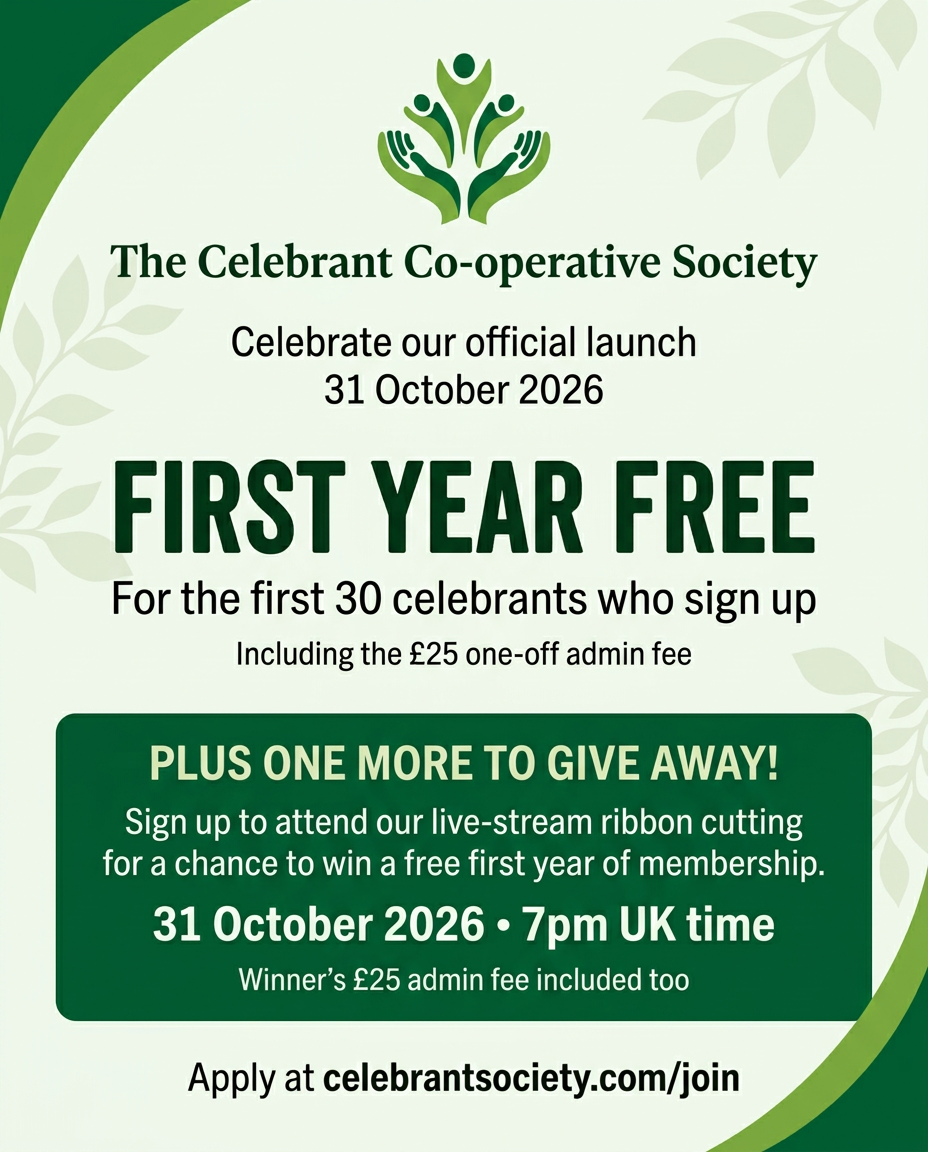Celebrate our official launch on 31 October 2026: the first 30 celebrants to sign up receive their first year of membership free, with the £25 admin fee waived. One more free first-year membership will be given away to someone who signs up to attend the ribbon cutting livestream at 7pm UK time on 31 October.